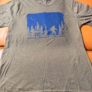 Gold Beach Oregon Graphic Tee - Olive Green with Blue Print